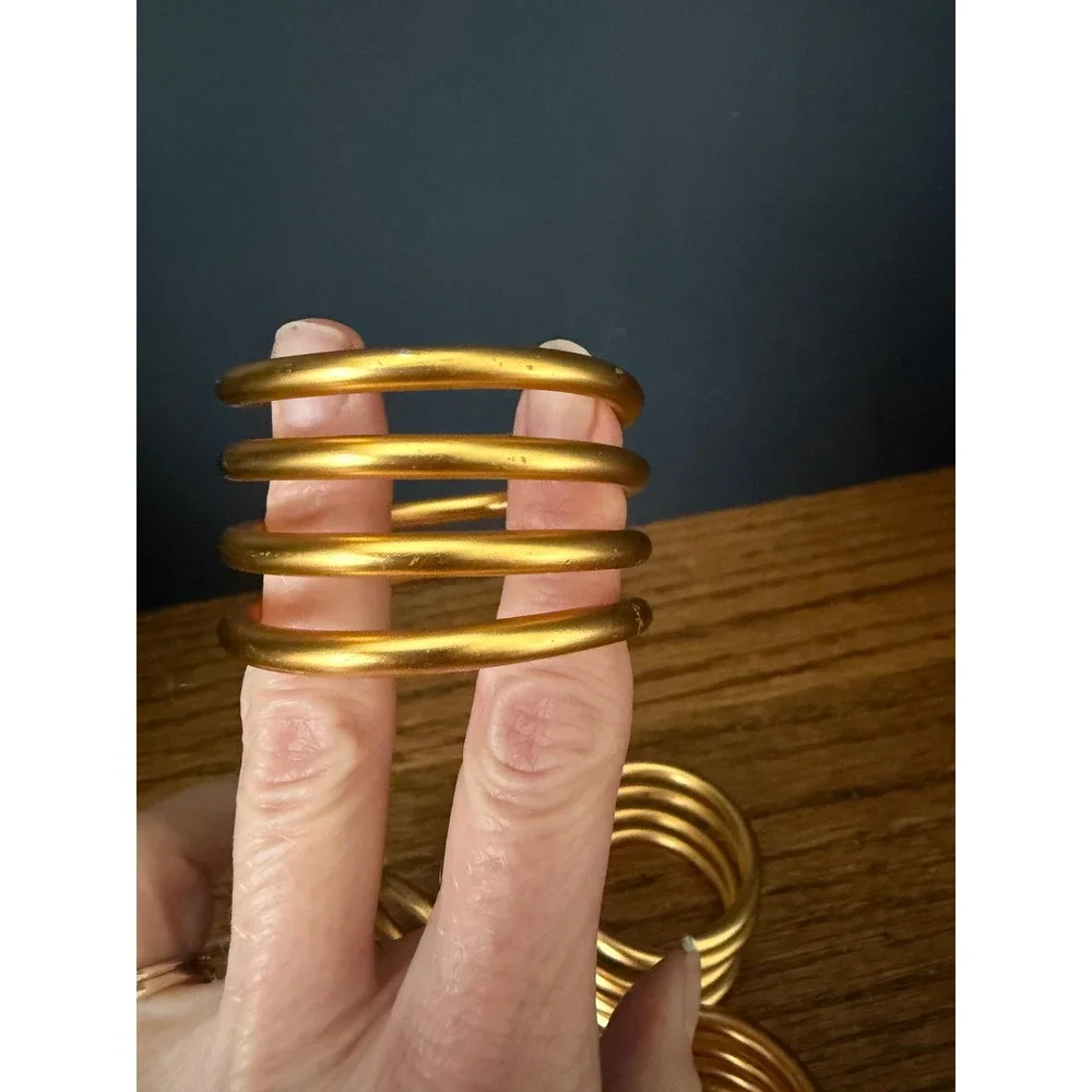 Vintage Gold Spiral Napkin Rings Set‎ of 4 Metal Coil Mid Century Table Decor